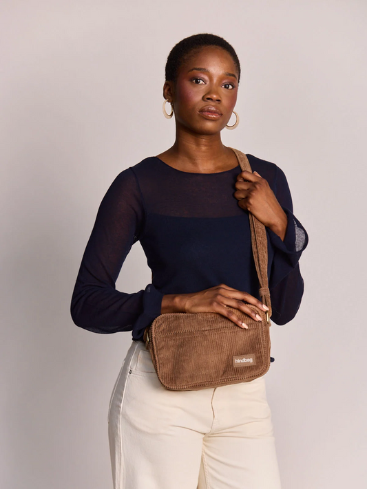 Sac bandoulière Nino en velours côtelé Macchiato HINDBAG – Unisexe HINDBAG
