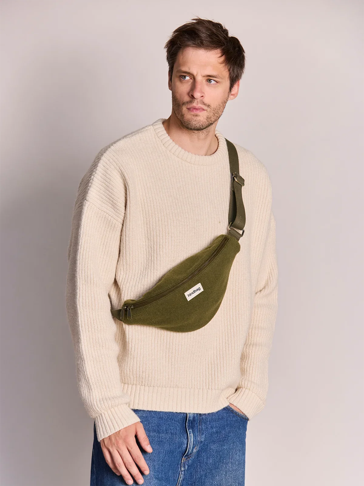 Sac banane Olivia en tissu effet laine recyclée – HINDBAG HINDBAG