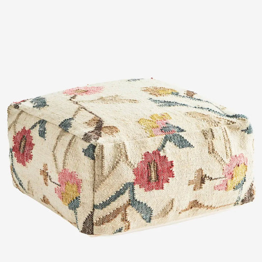 POUF FLEURI 60X60X30 MOBILIER MADAM STOLTZ