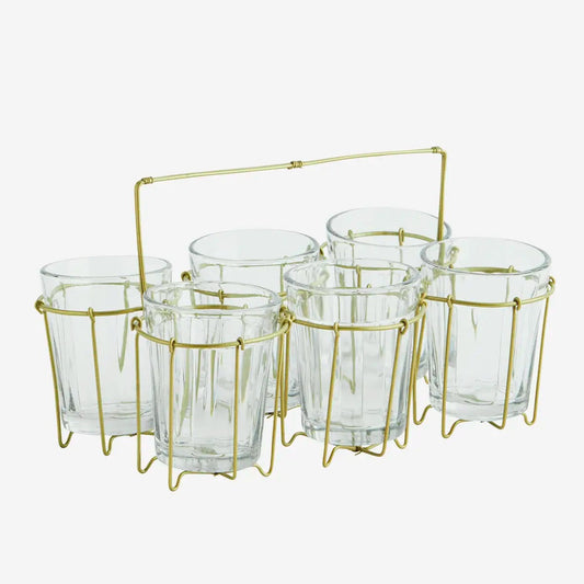 LOT 6 VERRES ET PANIER VAISSELLE MADAM STOLTZ
