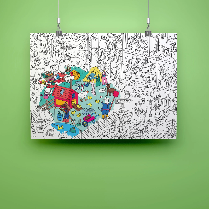 POSTER GEANT CRAZY FARM AFFICHE OMY