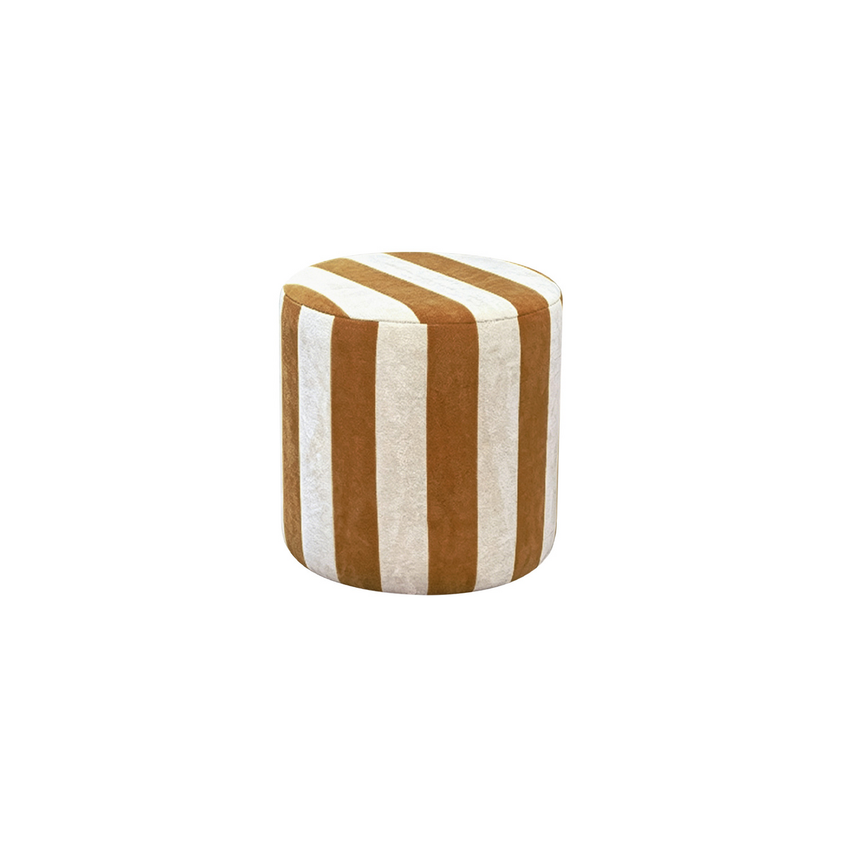 Tabouret pouf Loulou à rayures brunes – Ø 35 x H 35 cm