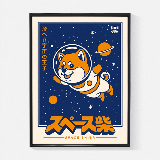 AFFICHE "SPACE SHIBA" A4 yeaaah studio