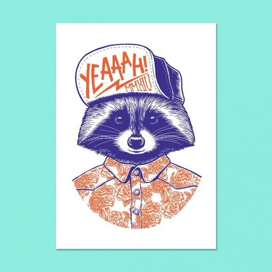 CARTE POSTALE RACOON YEAAAH STUDIO